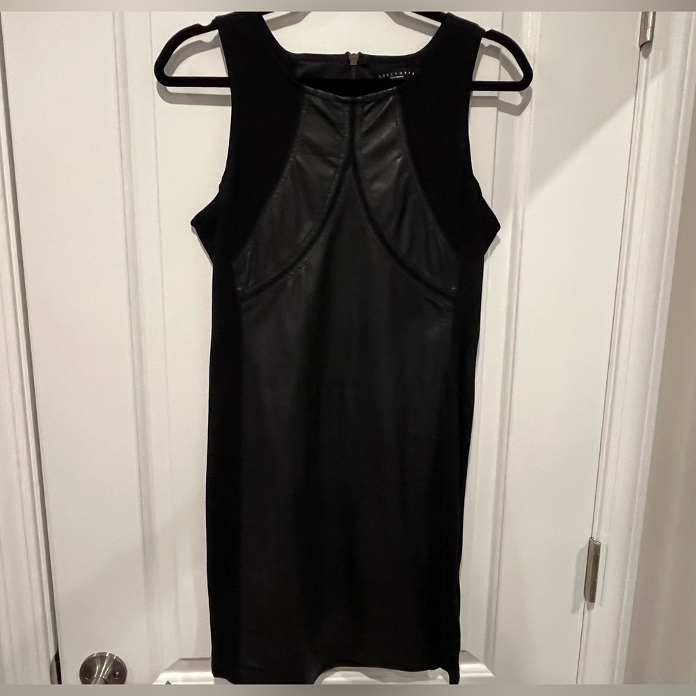 Sanctuary - Sleeveless Stretchy Black Dress w/ Faux Leather Detail - Medium